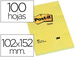 Bloc de 100 notas adhesivas quita y pon Post-it Super Sticky cuadriculadas 102x152mm. amarillo ultra